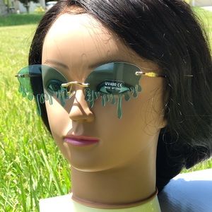 NWT- Dripping blue sunglasses